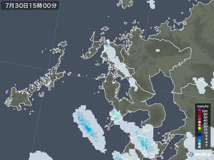 長崎県の雨雲レーダー(2022年07月30日)