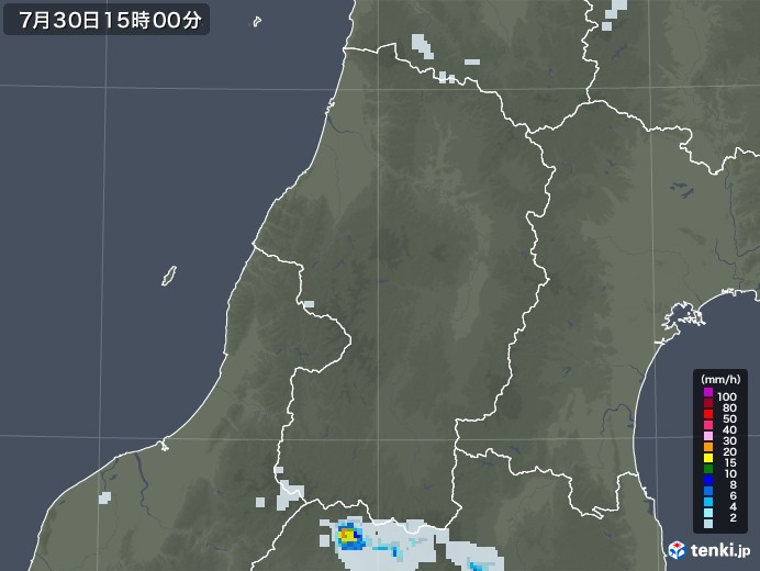 山形県の雨雲レーダー(2022年07月30日)