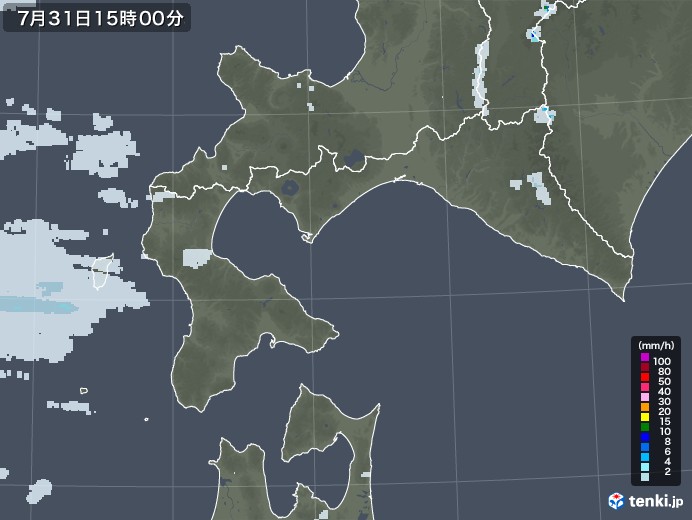 道南の雨雲レーダー(2022年07月31日)