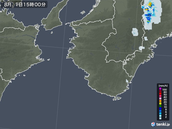 和歌山県の雨雲レーダー(2022年08月01日)