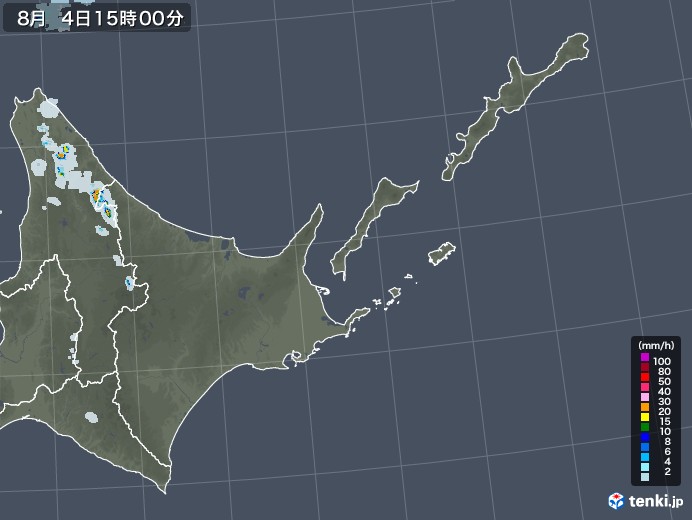 道東の雨雲レーダー(2022年08月04日)