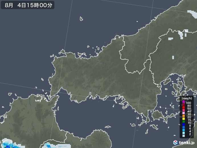 山口県の雨雲レーダー(2022年08月04日)