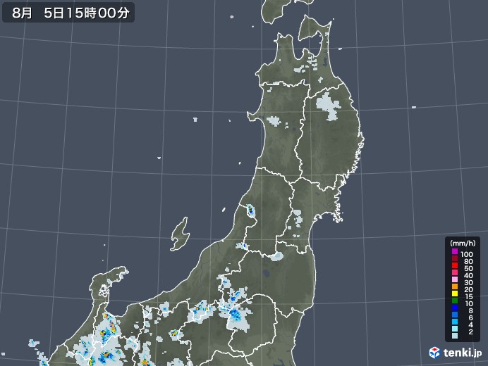 東北地方の雨雲レーダー(2022年08月05日)
