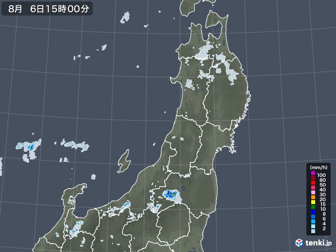 東北地方の雨雲レーダー(2022年08月06日)