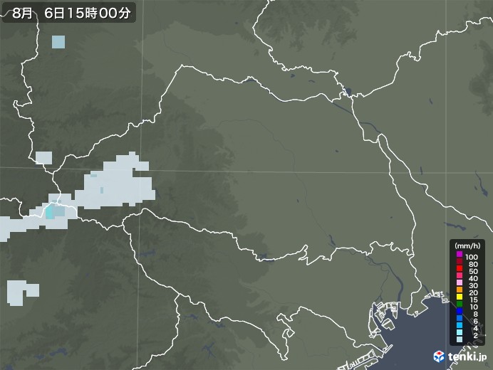 埼玉県の雨雲レーダー(2022年08月06日)