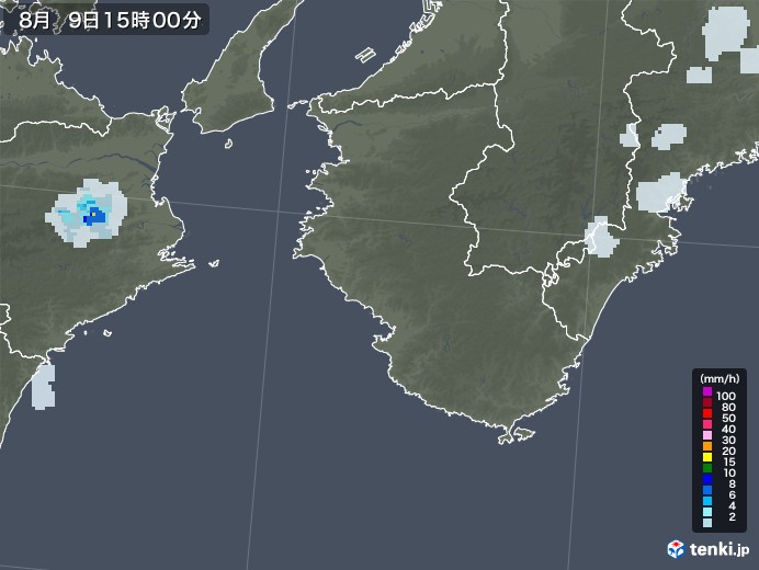 和歌山県の雨雲レーダー(2022年08月09日)