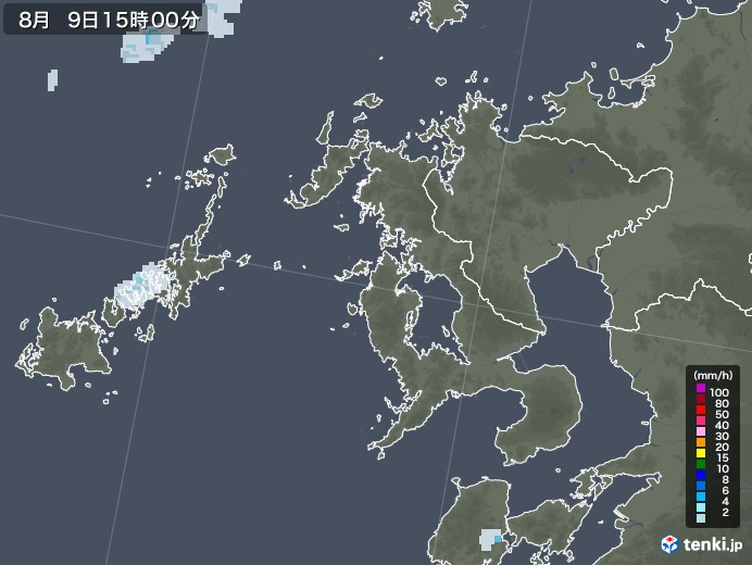 長崎県の雨雲レーダー(2022年08月09日)