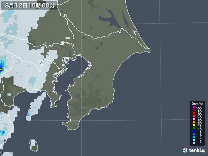 千葉県の雨雲レーダー(2022年08月12日)