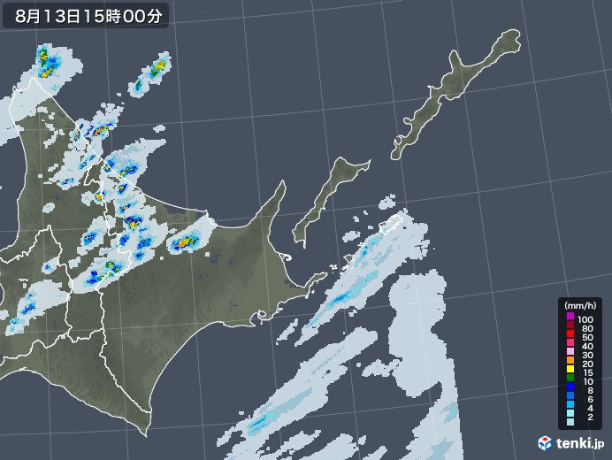 道東の雨雲レーダー(2022年08月13日)