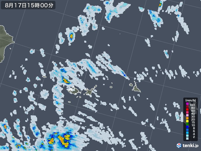 宮古・石垣・与那国(沖縄県)の雨雲レーダー(2022年08月17日)