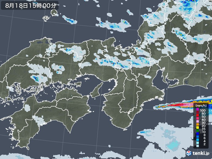 近畿地方の雨雲レーダー(2022年08月18日)