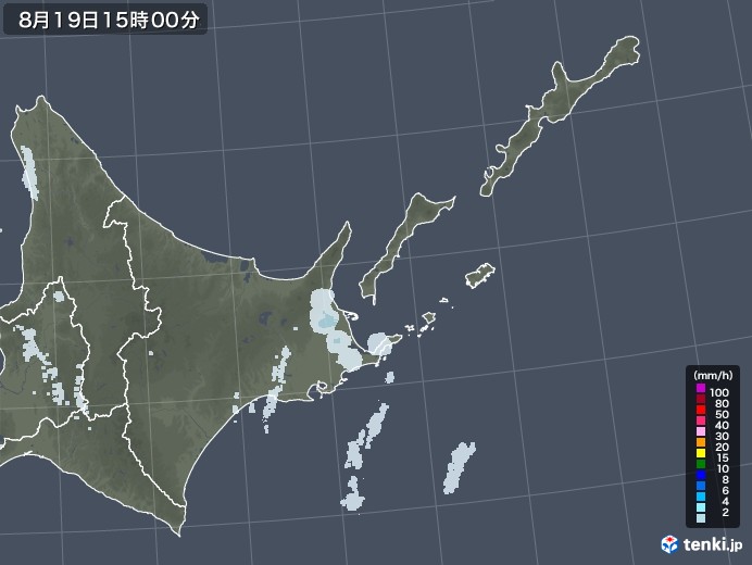 道東の雨雲レーダー(2022年08月19日)