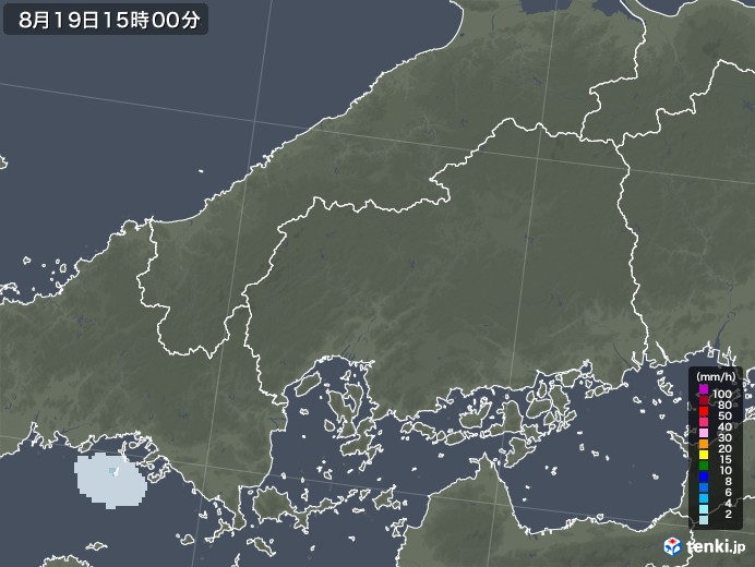 広島県の雨雲レーダー(2022年08月19日)