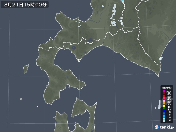 道南の雨雲レーダー(2022年08月21日)