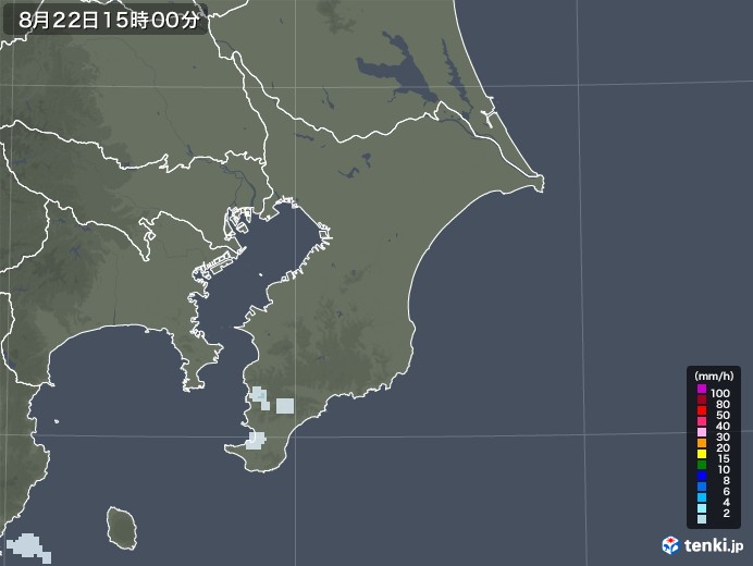 千葉県の雨雲レーダー(2022年08月22日)