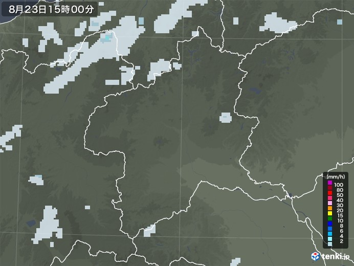 群馬県の雨雲レーダー(2022年08月23日)