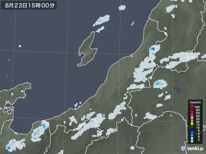 新潟県の雨雲レーダー(2022年08月23日)