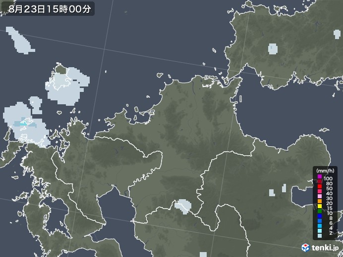 福岡県の雨雲レーダー(2022年08月23日)