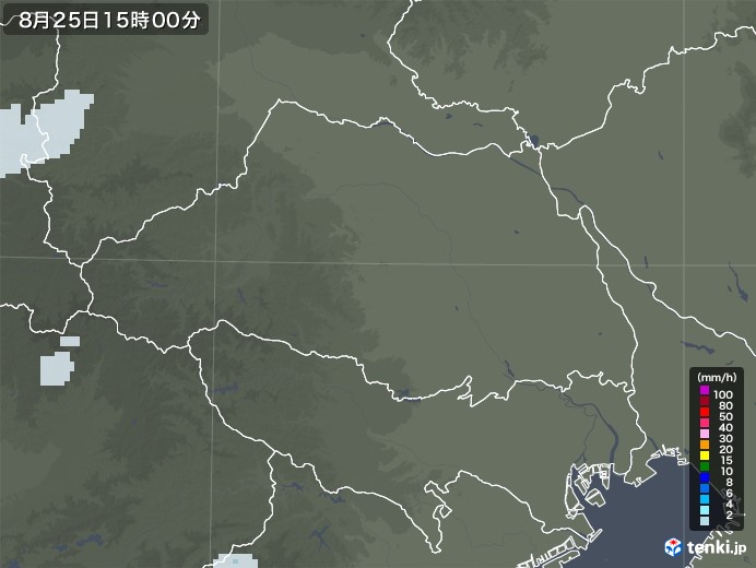 埼玉県の雨雲レーダー(2022年08月25日)