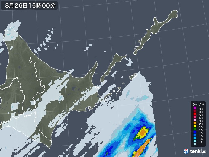 道東の雨雲レーダー(2022年08月26日)