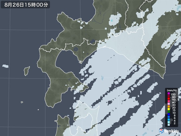 道南の雨雲レーダー(2022年08月26日)