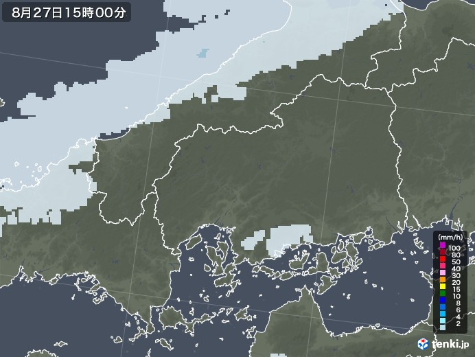 広島県の雨雲レーダー(2022年08月27日)