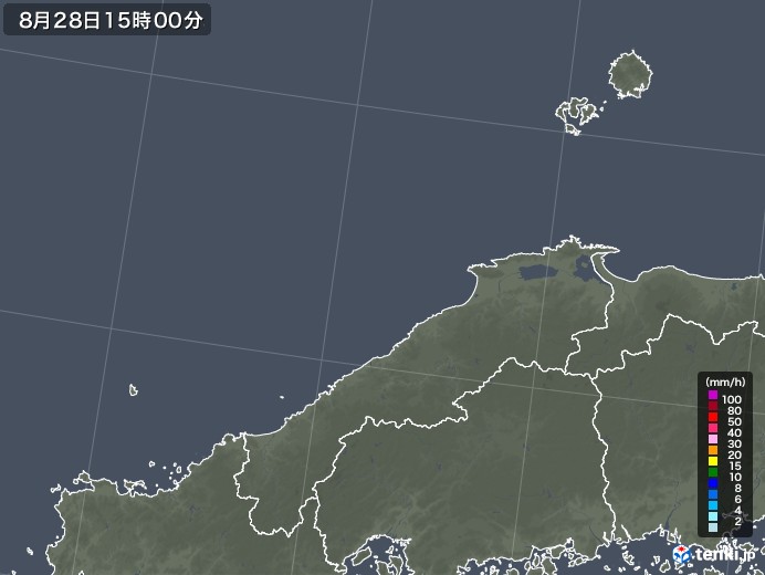 島根県の雨雲レーダー(2022年08月28日)