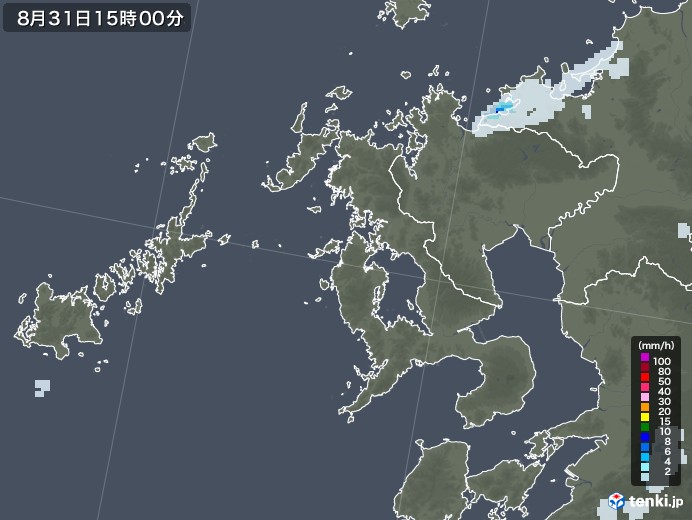 長崎県の雨雲レーダー(2022年08月31日)