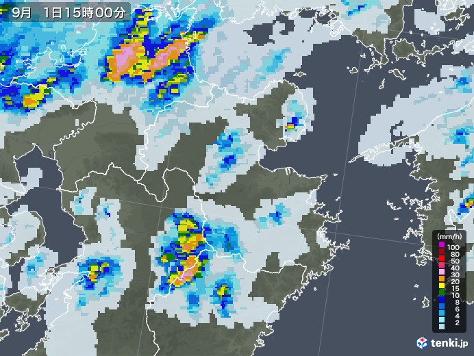 大分県の雨雲レーダー(2022年09月01日)