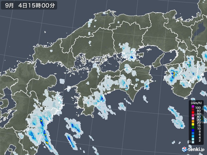 四国地方の雨雲レーダー(2022年09月04日)