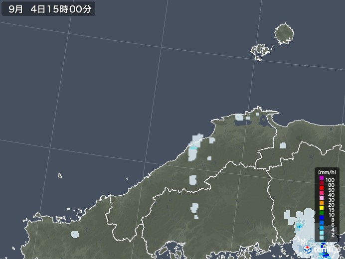 島根県の雨雲レーダー(2022年09月04日)
