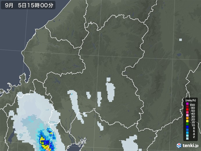 岐阜県の雨雲レーダー(2022年09月05日)
