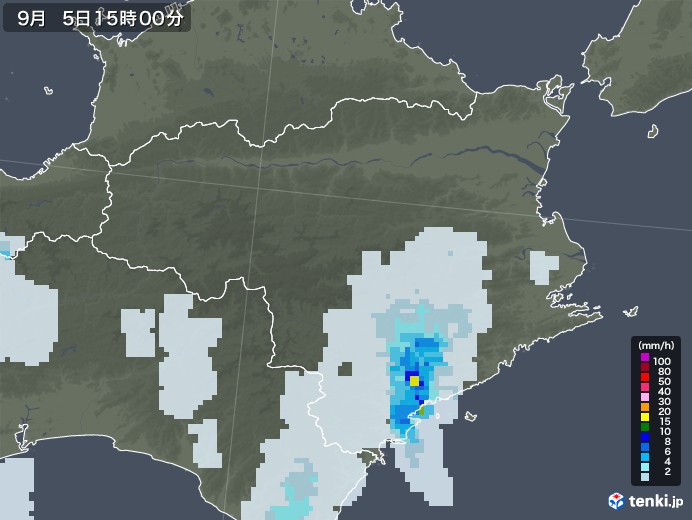徳島県の雨雲レーダー(2022年09月05日)