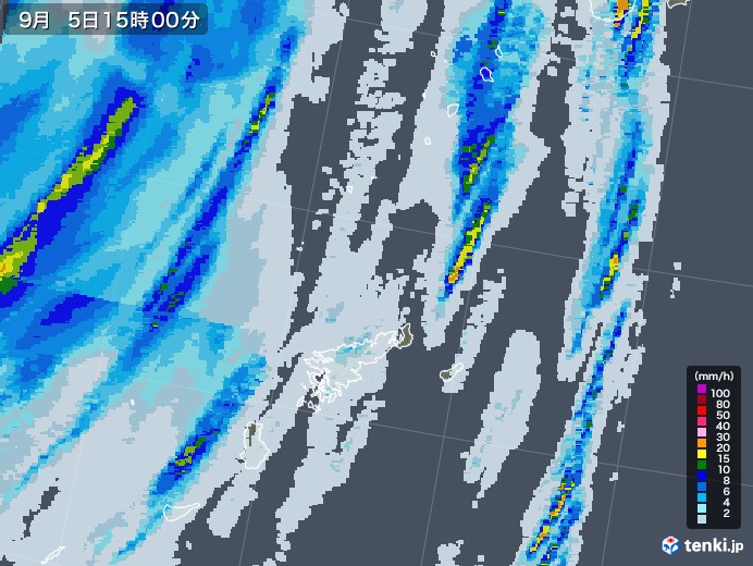 奄美諸島(鹿児島県)の雨雲レーダー(2022年09月05日)