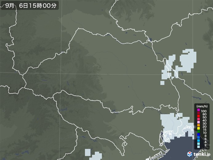 埼玉県の雨雲レーダー(2022年09月06日)