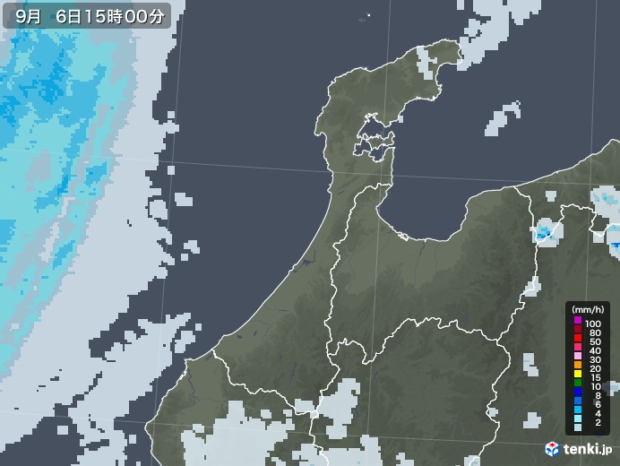 石川県の雨雲レーダー(2022年09月06日)