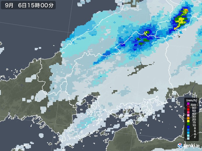 広島県の雨雲レーダー(2022年09月06日)