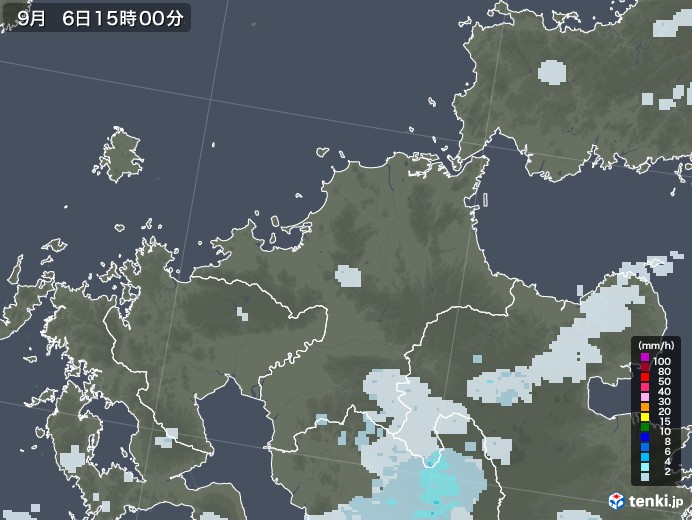 福岡県の雨雲レーダー(2022年09月06日)