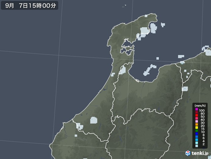 石川県の雨雲レーダー(2022年09月07日)