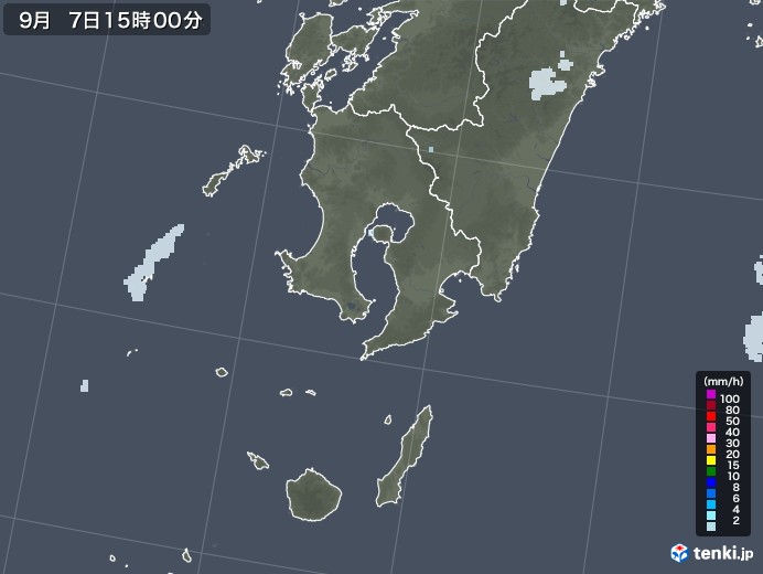 鹿児島県の雨雲レーダー(2022年09月07日)