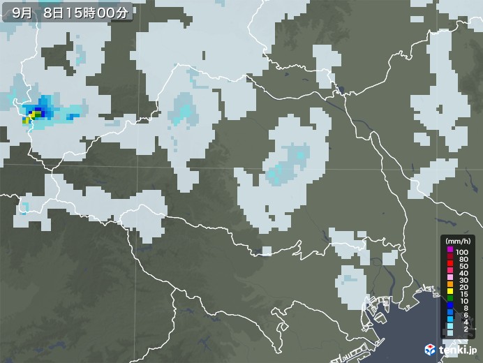 埼玉県の雨雲レーダー(2022年09月08日)