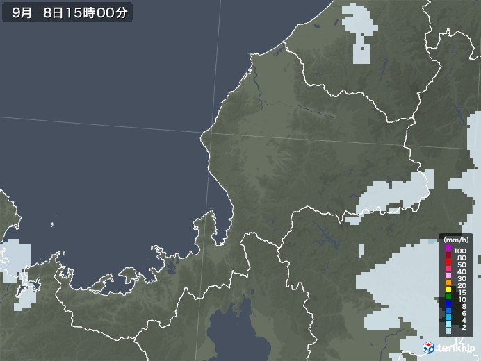 福井県の雨雲レーダー(2022年09月08日)