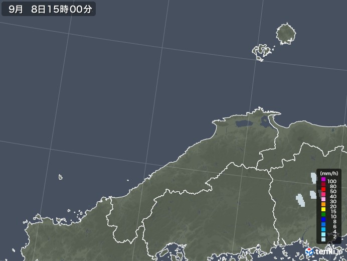 島根県の雨雲レーダー(2022年09月08日)
