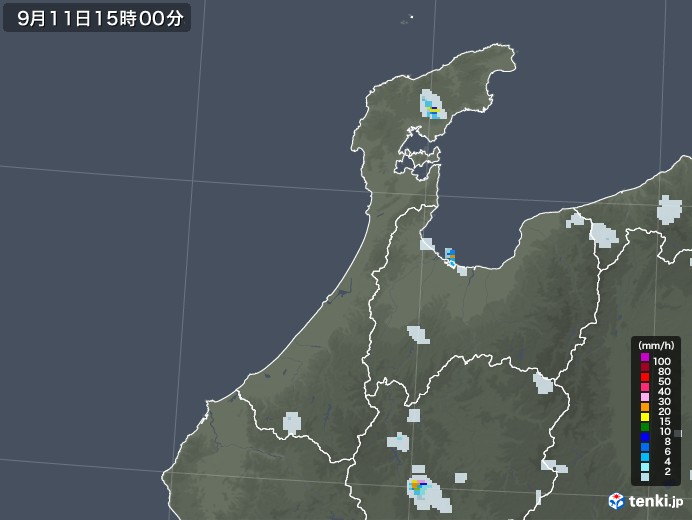 石川県の雨雲レーダー(2022年09月11日)