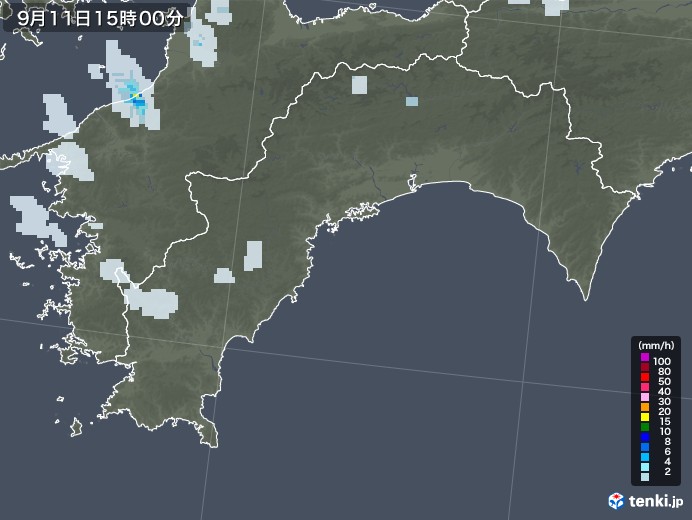 高知県の雨雲レーダー(2022年09月11日)