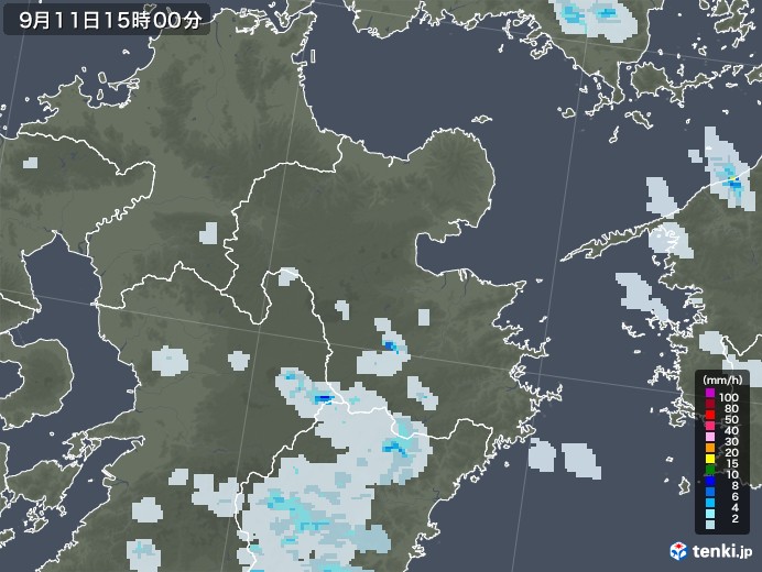 大分県の雨雲レーダー(2022年09月11日)