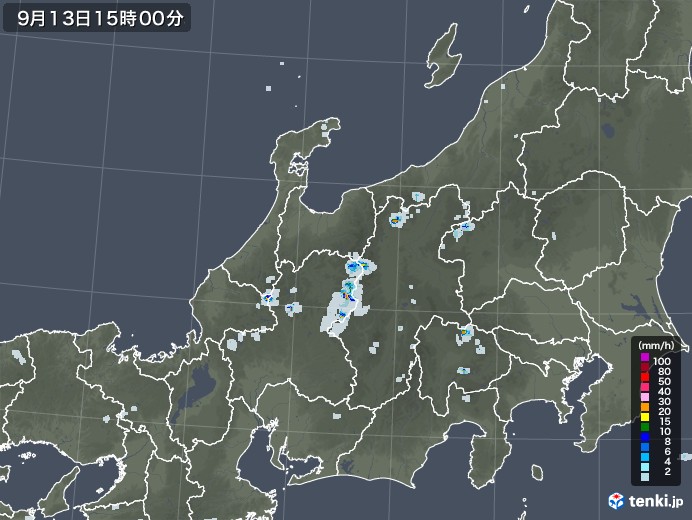 北陸地方の雨雲レーダー(2022年09月13日)