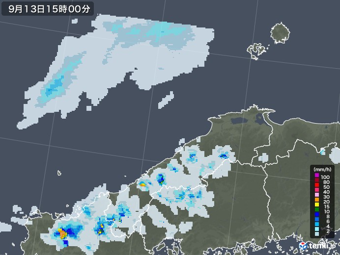 島根県の雨雲レーダー(2022年09月13日)