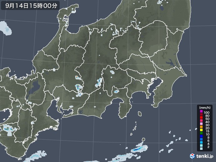 関東・甲信地方の雨雲レーダー(2022年09月14日)