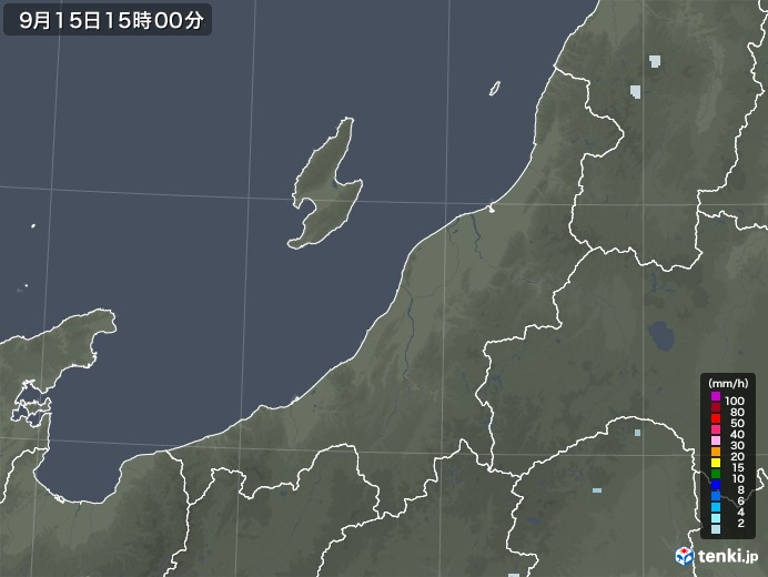 新潟県の雨雲レーダー(2022年09月15日)